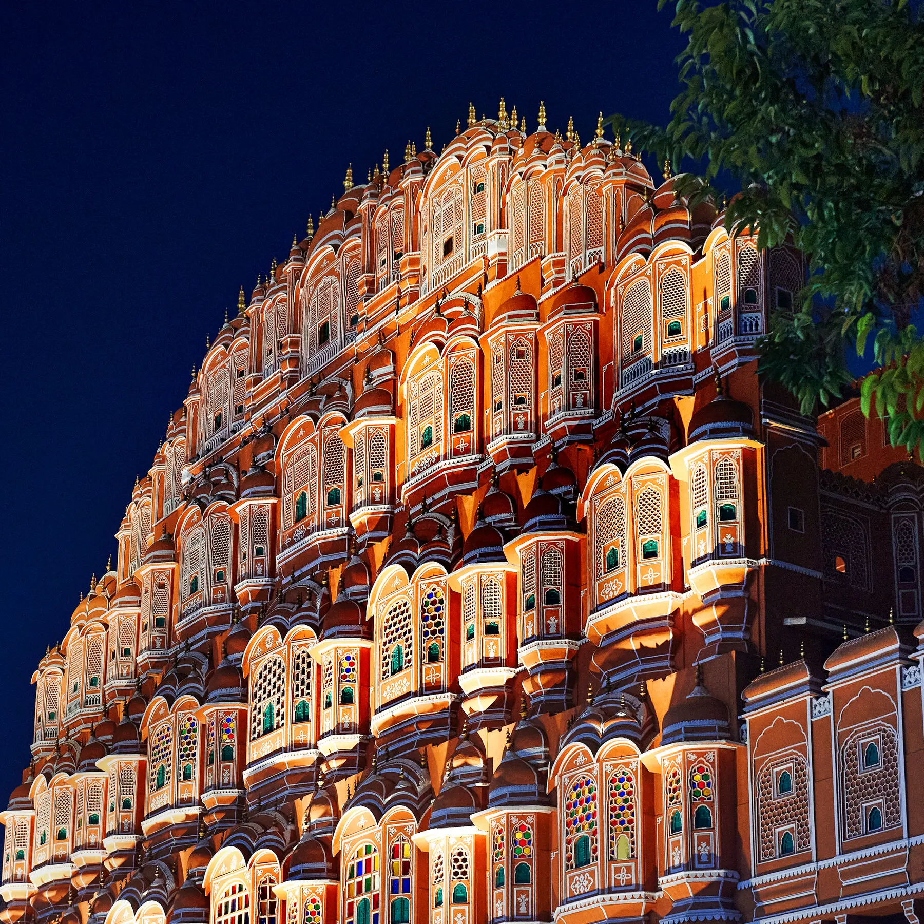 Hawa Mahal, Jaipur, lit at night